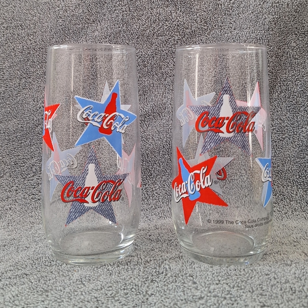 Vintage Coca-Cola 16 oz drinking glasses from 1999